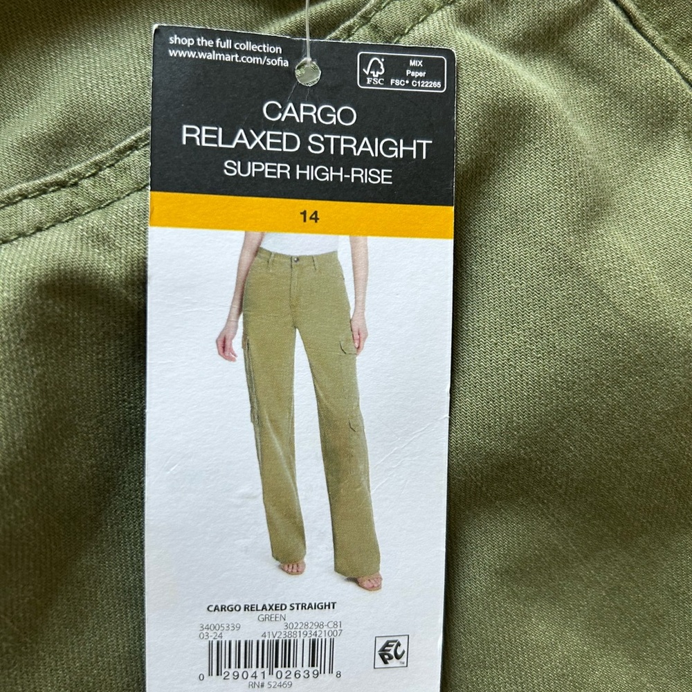 Sofia Vergara Olive Cargo Relaxed Straight Pants